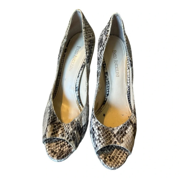 ENZO ANGIOLINI Platform Snakeskin Print Heels Size 7.5 Great Used Condit… - Picture 4 of 12